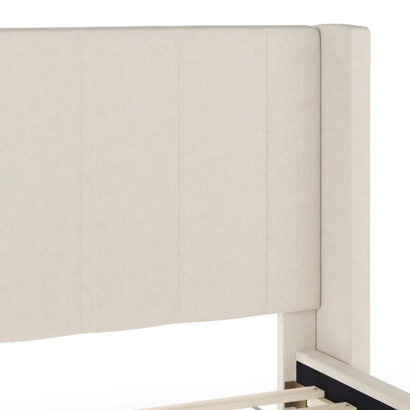 Martha Stewart Martha Stewart Kay Upholstered Platform Bed With Channel Stitched Wingback Headboard