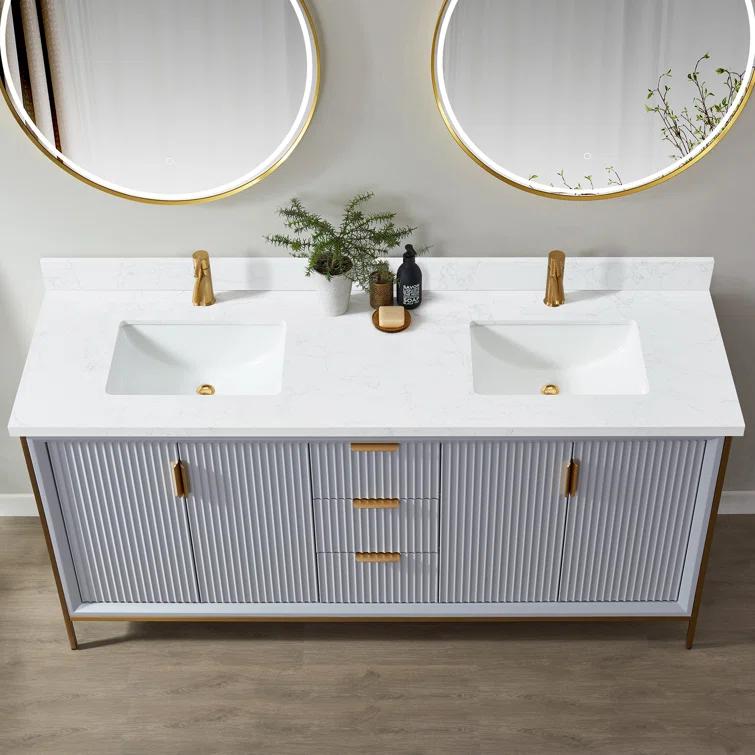 Vinnova Malaga 73'' Stone Double Bathroom Vanity Top with Sink
