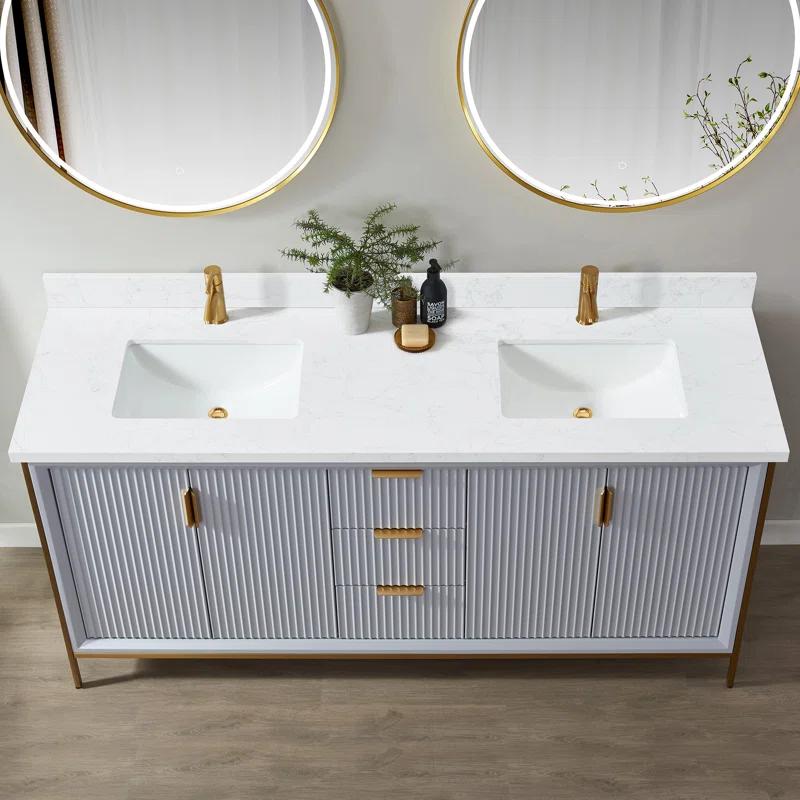 Vinnova Malaga 73'' Stone Double Bathroom Vanity Top with Sink