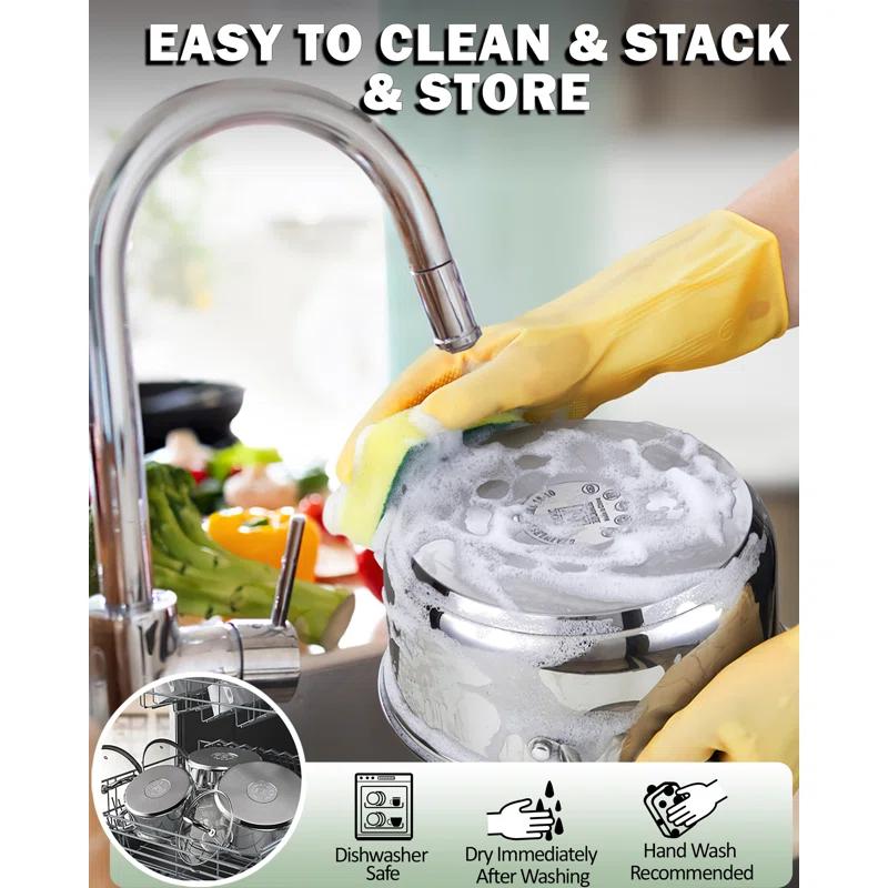 Cooks Standard 12 Piece Stainless Steel Cookware Set, Silicone Handle