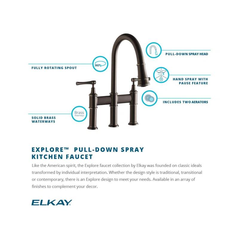Elkay LKEC2037CR Explore Pull Down Bridge Faucet