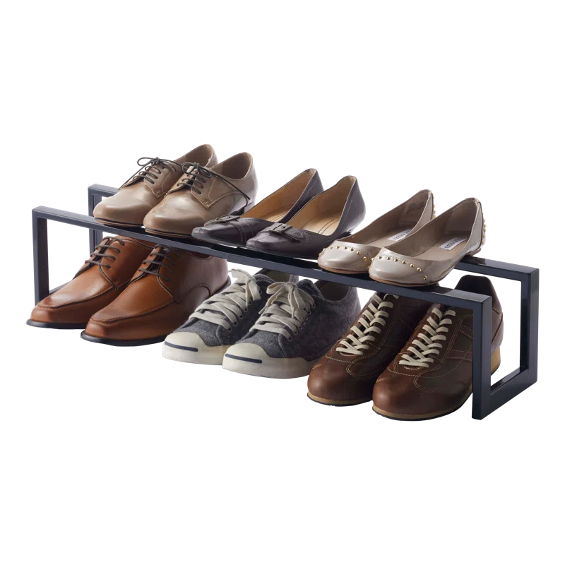 Yamazaki Home Adjustable Shoe Rack, Small, Steel,  Holds 4 to 8 shoes, Expandable, Stackable