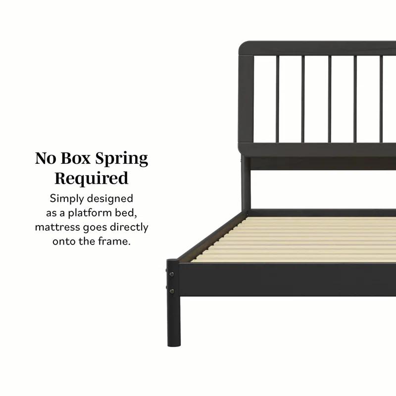 George Oliver Mid-Century Modern Solid Wood King Spindle Bed – Natural Pine