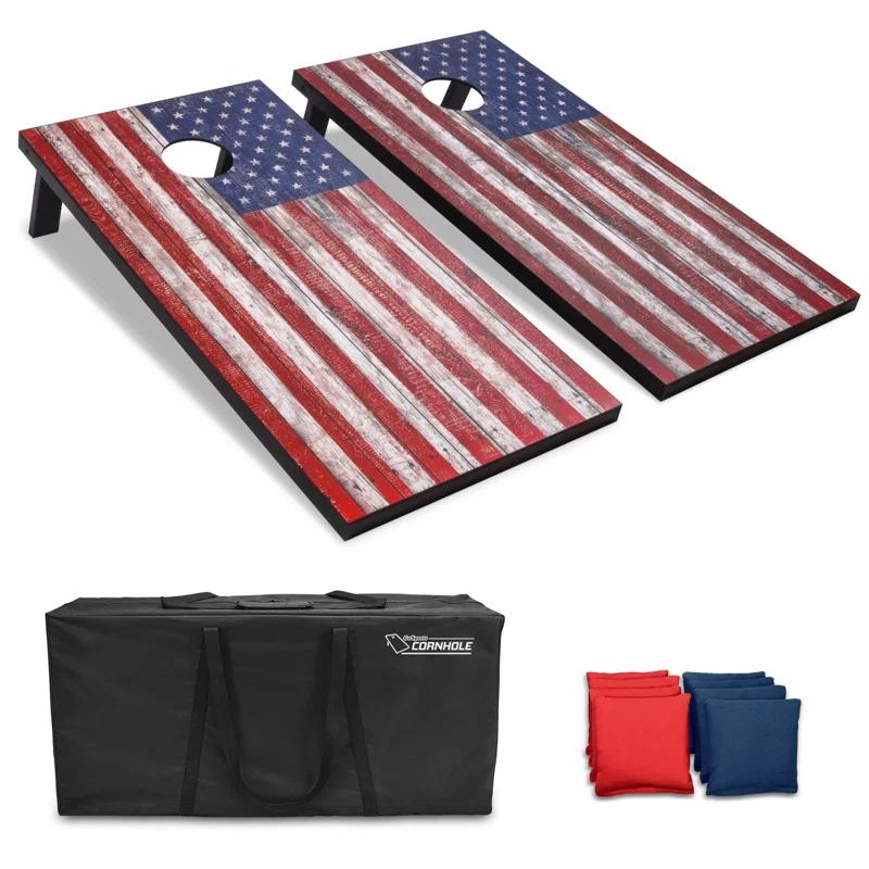 GoSports American Flag Regulation Cornhole Set with Carrying Case