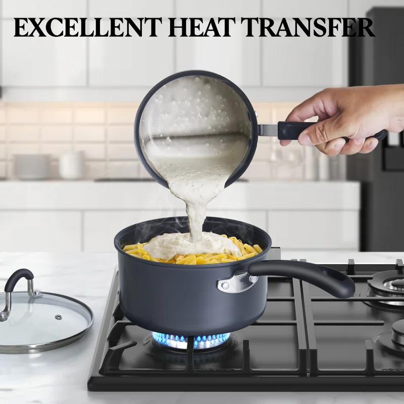 Cook N Home Professional Hard Anodized Pots and Pans Set Nonstick, Kitchen Cookware Set, Black