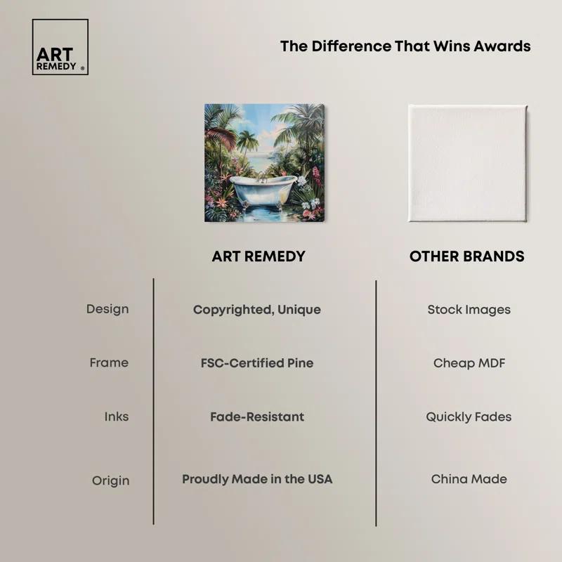 Art Remedy Paradise Bathtub Tropical Bathroom Wall Art by Art Remedy