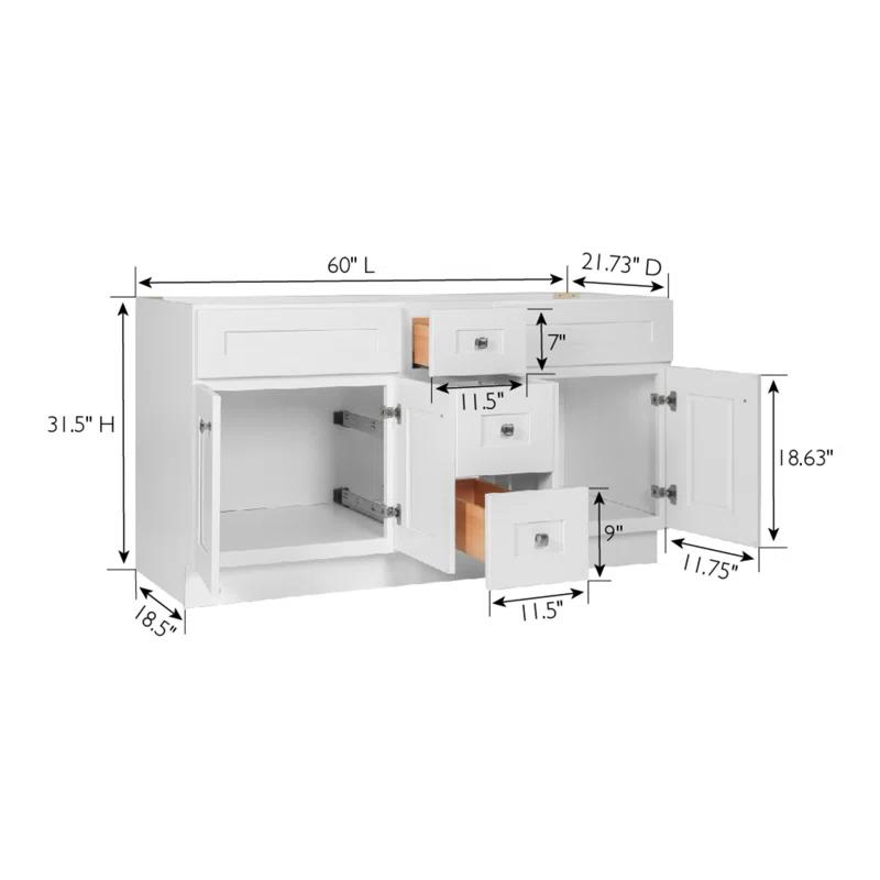 Design House Brookings 60 Inch Bathroom Vanity, Shaker, Solid Wood, Fully Assembled, Sherwin Williams – Design House, 214999