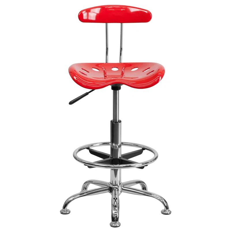 Monroe Vibrant Chrome Drafting Stool with Tractor Seat