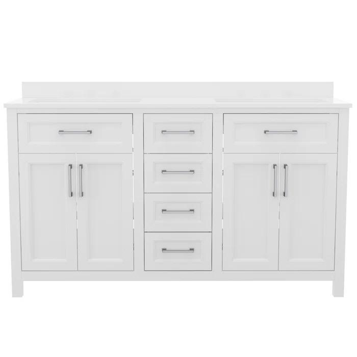 Flash Furniture Bathroom Vanity With 2 Sinks, 2 Storage Cabinets, And 6 Drawers & Reviews | Wayfair
