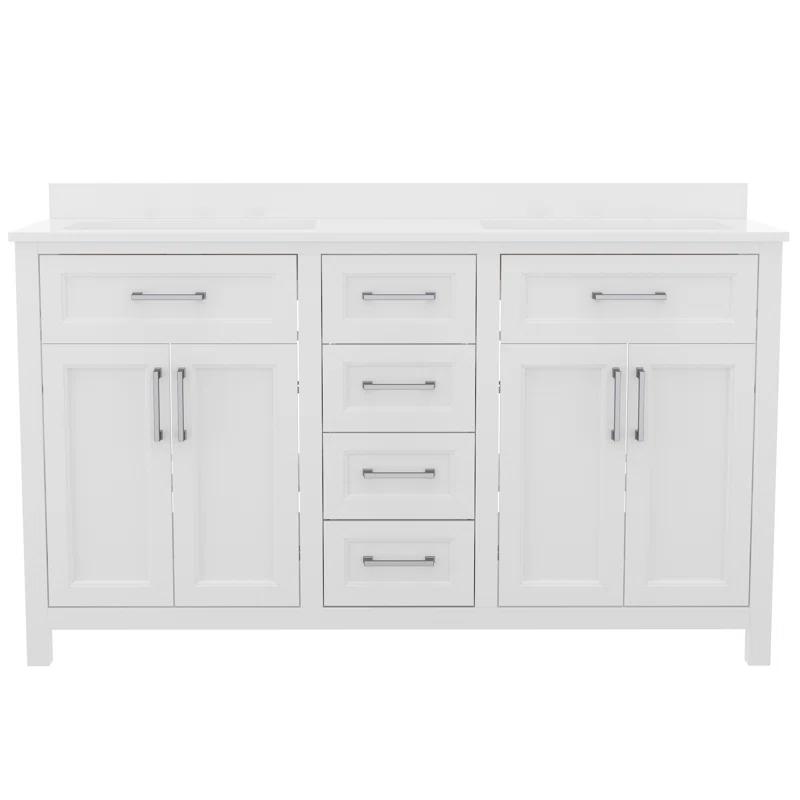 Flash Furniture Bathroom Vanity With 2 Sinks, 2 Storage Cabinets, And 6 Drawers & Reviews | Wayfair