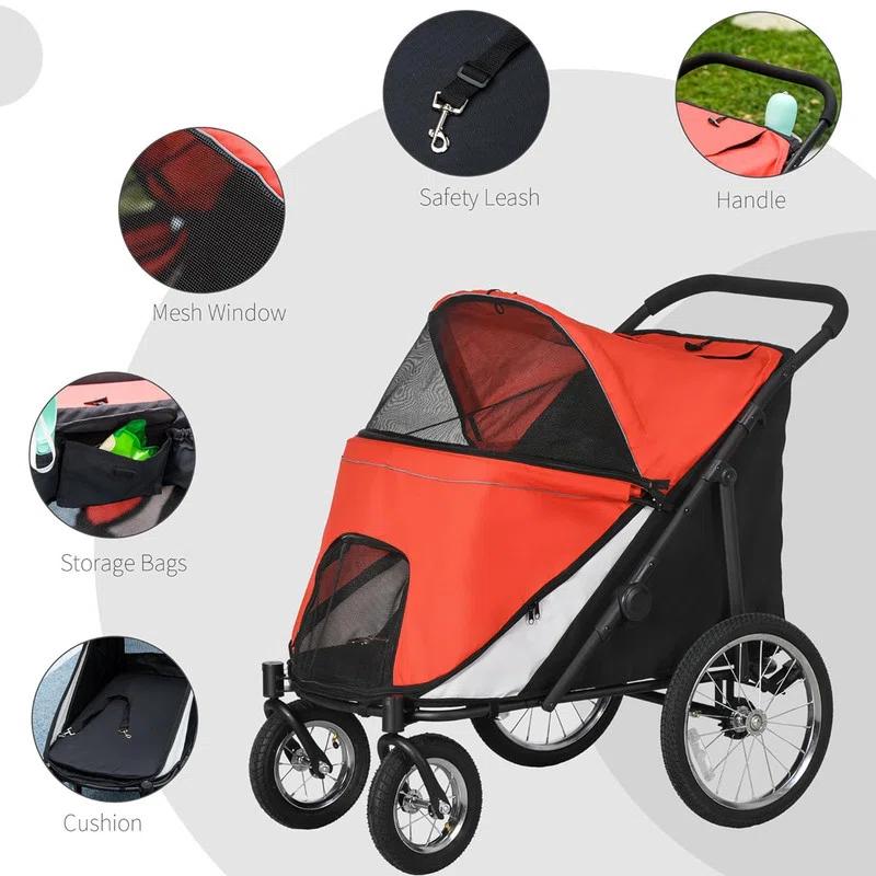 Pet Stroller for Medium and Large Dogs and Cats,Easy Fold Dog Stroller with Storage Bags,for Outdoor
