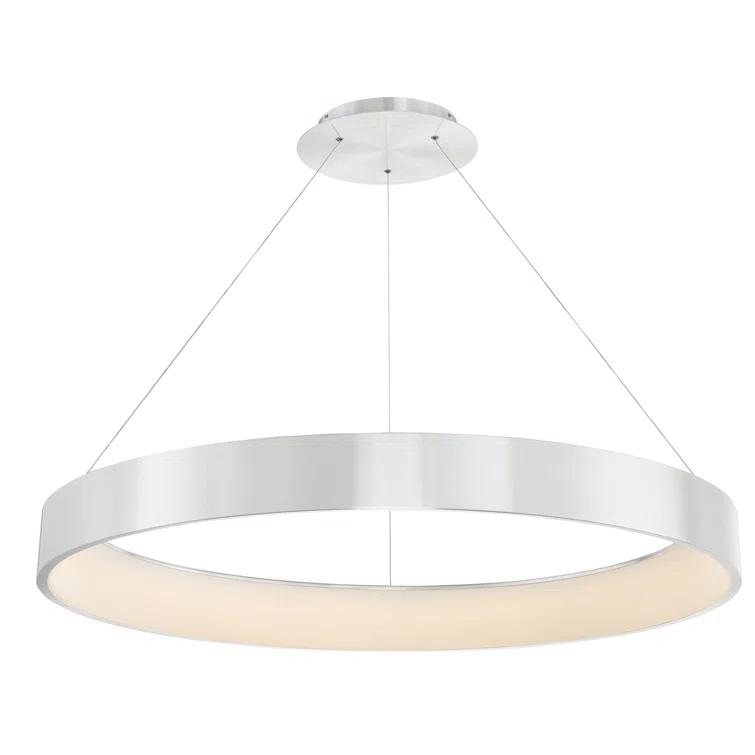 Brushed Aluminum LED Drum Pendant Light for Indoor/Outdoor Use