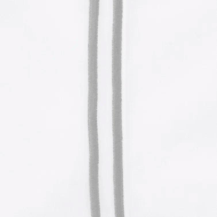 Twin White/Silver Egyptian Cotton Satin Embroidered Flat Sheet Set