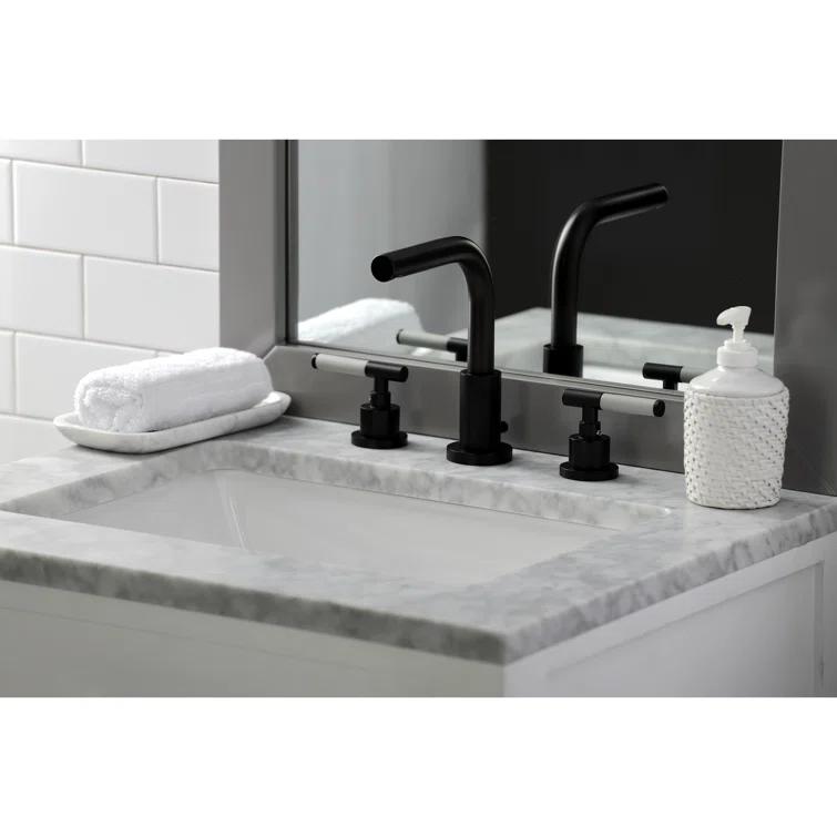 Kingston Brass Kingston Brass Kaiser Two-Handle 3-Hole Deck Mount Widespread Bathroom Faucet with Brass Pop-Up Drain FSC8950CKL