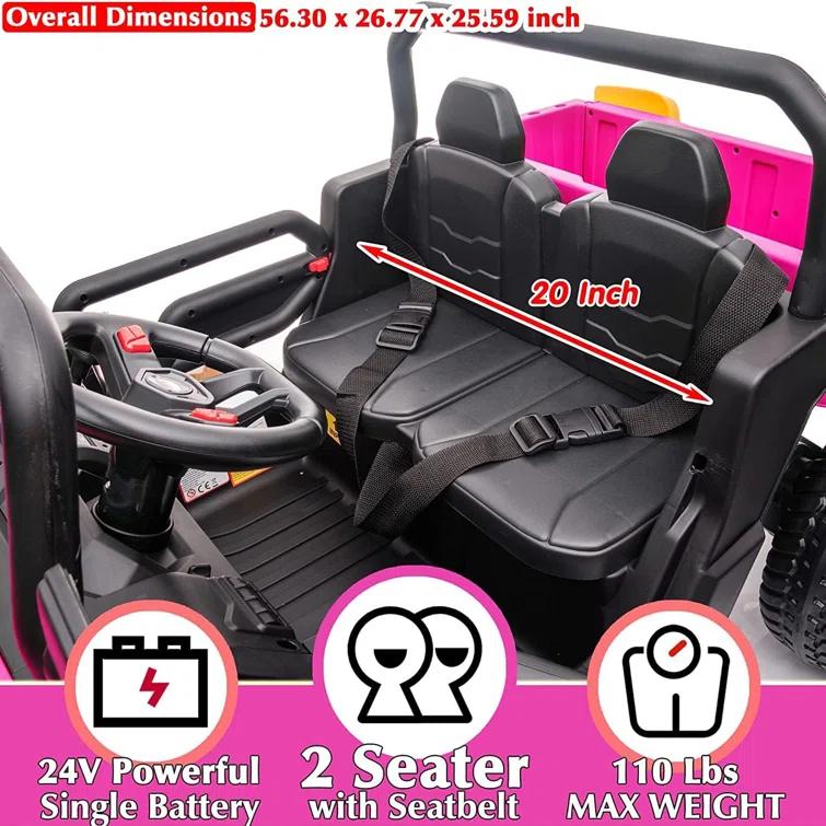 Himimi Delia Himimi 24 Voltage  Ride On Dump Truck, 2 Seater Kids UTV with Electric Dump Bed, Remote Control
