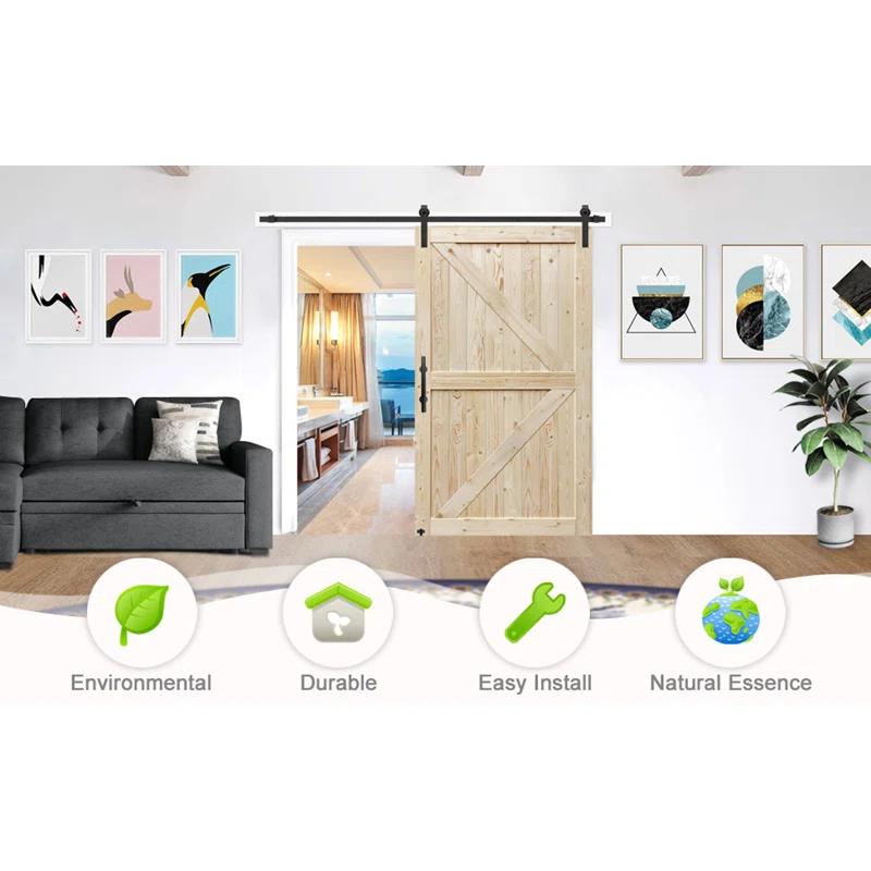 S&Z TOPHAND Barn Door, Unfinished British Brace Barn Door/Country Style/Solid Wood/Sliding Door/Durable