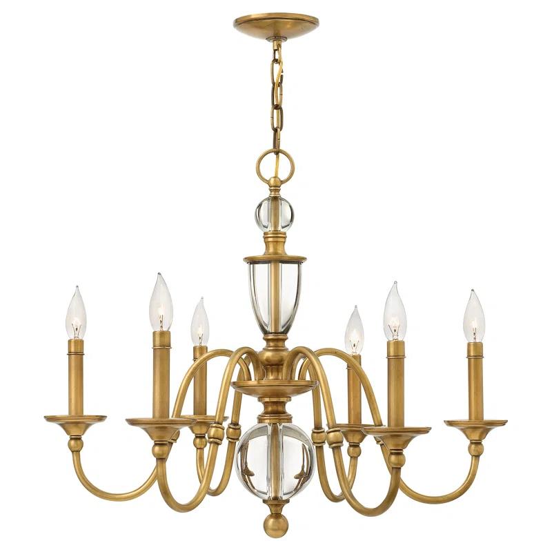 Hinkley Eleanor 6 - Light Candle Style Classic Chandelier with Crystal Accents