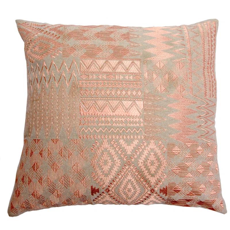 Peppermint Home Arya Embroidery Throw Pillow | Cover and Insert | 20x20 | Amber/Orange