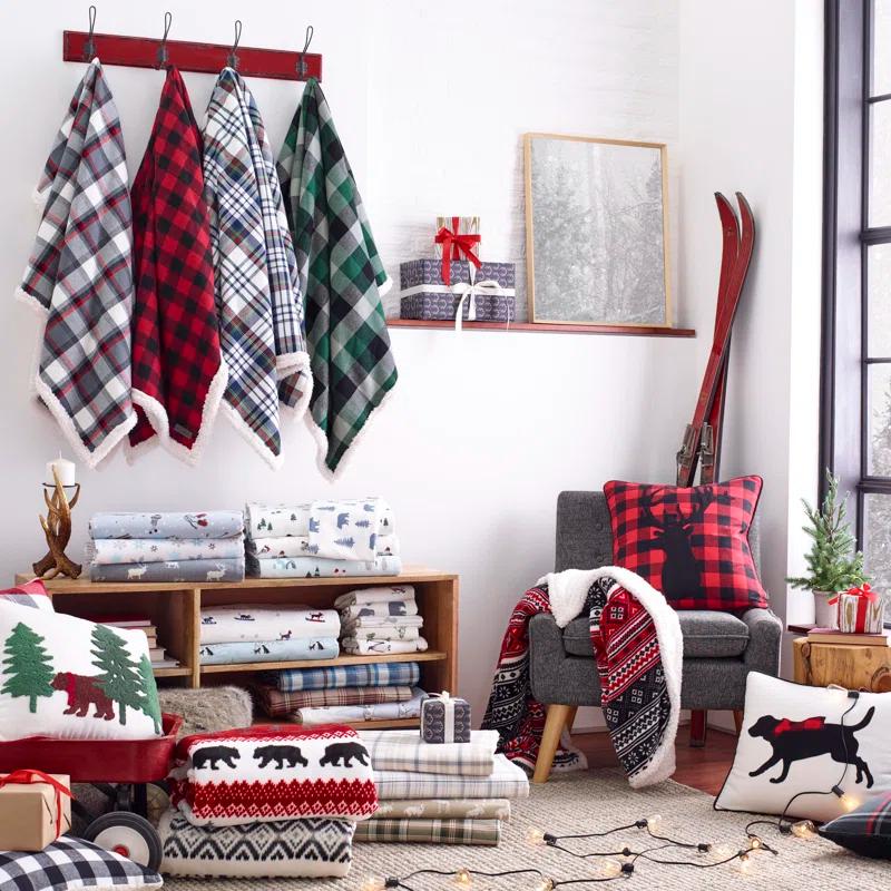 Eddie Bauer Eddie Bauer Plush Plaid Sherpa Reversible Blanket
