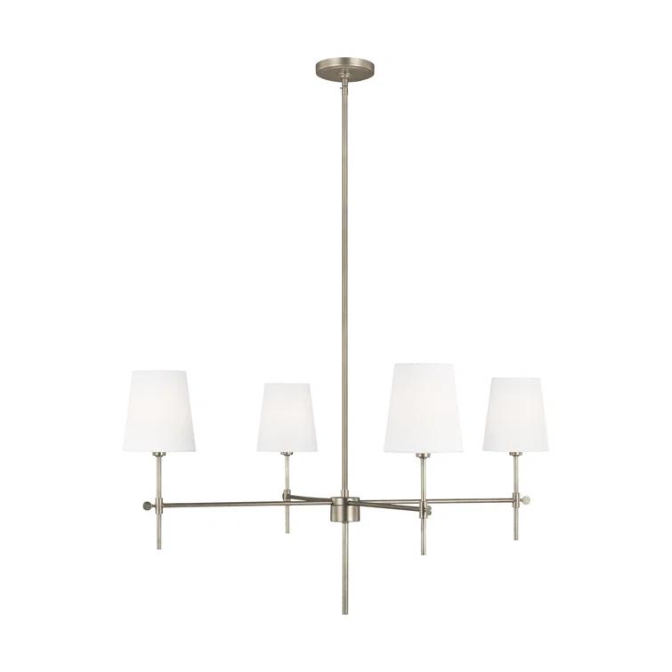 Generation Lighting 4-Light Baker Chandelier Brushed Nickel 3287204-962 | Modern Ceiling Light Fixture for Room Decor| Chandelier for Dining Room or Living Room Uses Standard or LED Light Bulbs