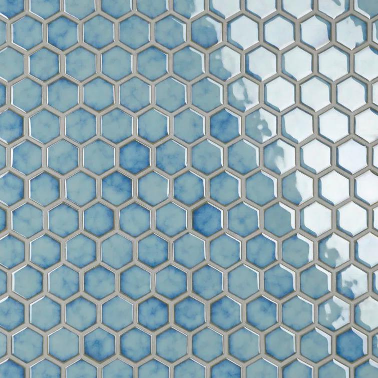 Merola Tile Hudson Due 2" Hex 10-7/8 " x 12-5/8 " Porcelain Mosaic Floor and Wall Tile