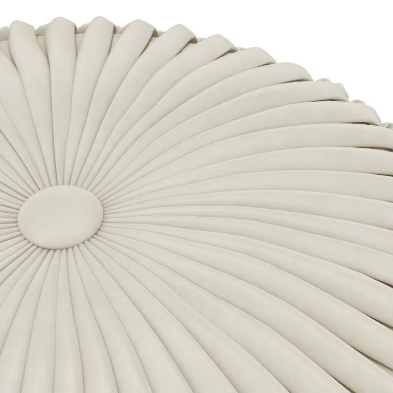 Simpli Home Renee 20"W Round Button-Tufted Velvet Pouf