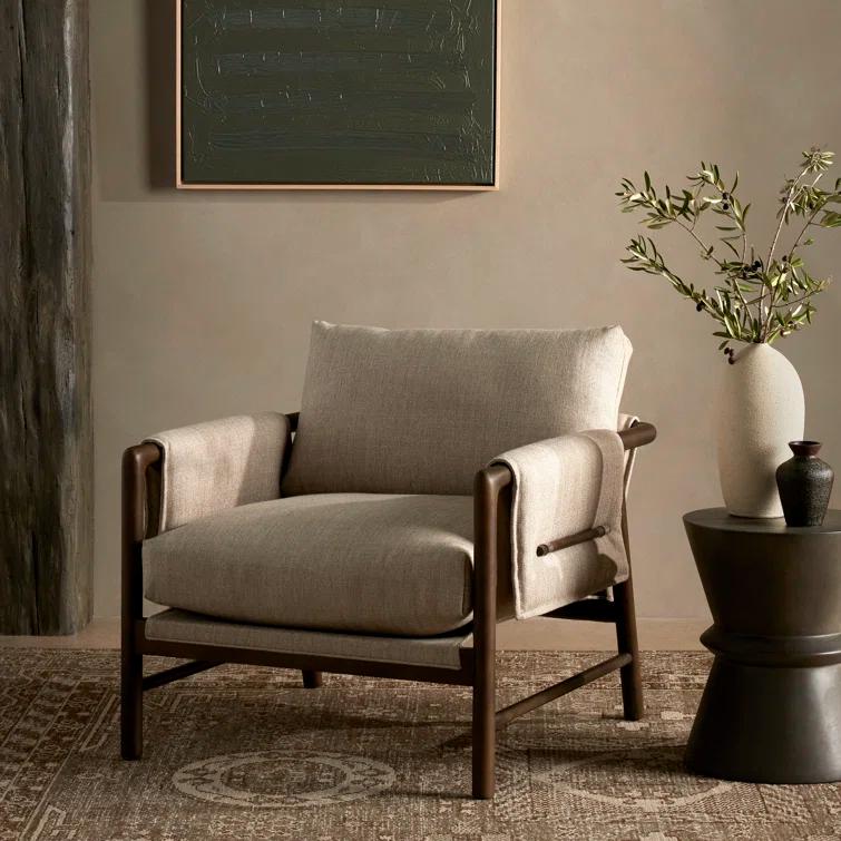 Beige Parawood Frame Stationary Armchair