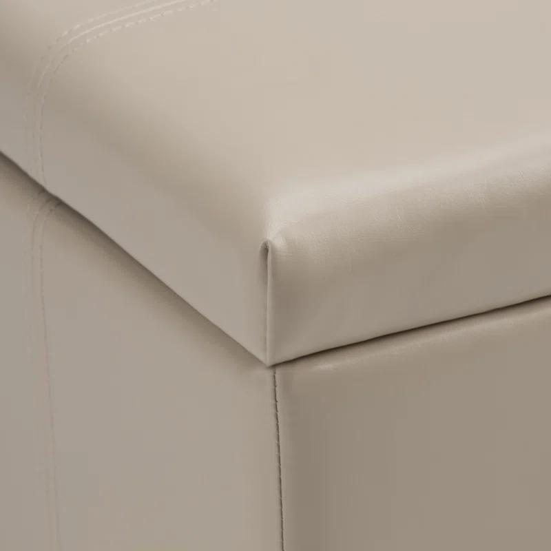 Simpli Home Dover 36"W Upholstered Storage Ottoman Bench with Lift-Top and Large Interior Storage