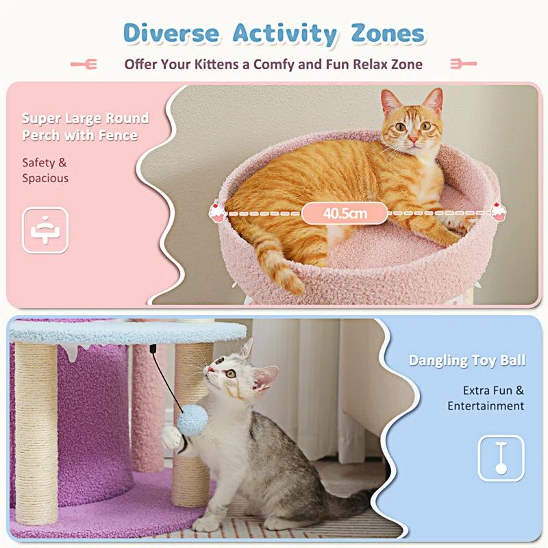 Tucker Murphy Pet™ 43'' Cat Tree Cat Tower For Indoor Large Cats, Cat Bed House With 3 Large Cat Condos And Sisal Covered Scratching Posts For Kittens