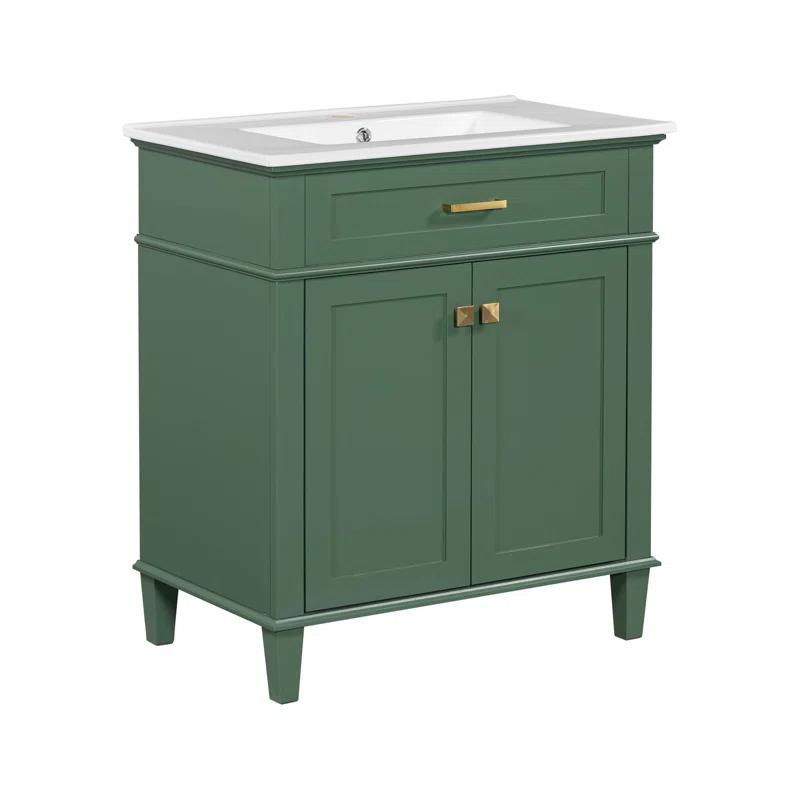 Tryimagine 30-Inch Bathroom Vanity With Ceramic Basin,  Soft Close Door And Adjustable Shelves