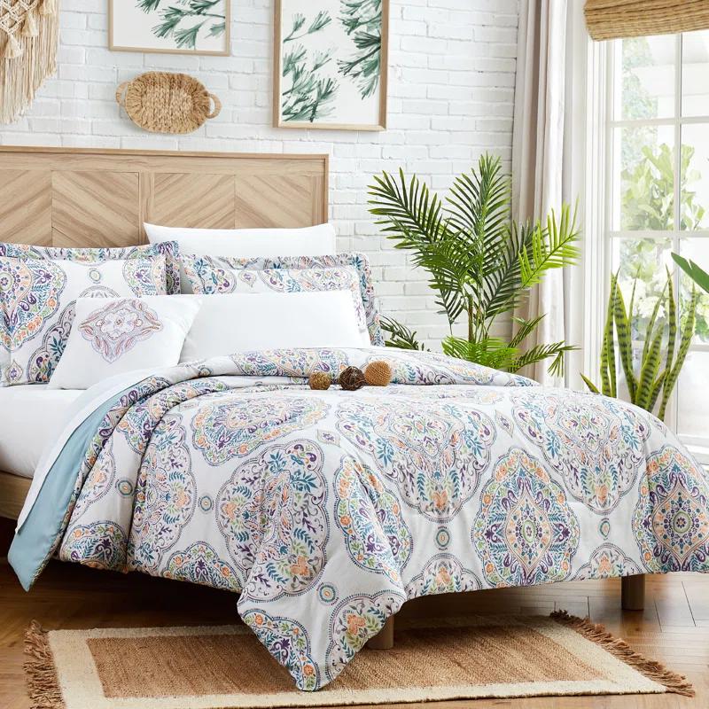 Modern Threads Modern Threads - Castell Collection Comforter Set - Reversible Microfiber - Elegant Printed 8-Piece Bed Set - Includes Comforter, Sheets, Shams, & Pillow - Luxurious Bedding