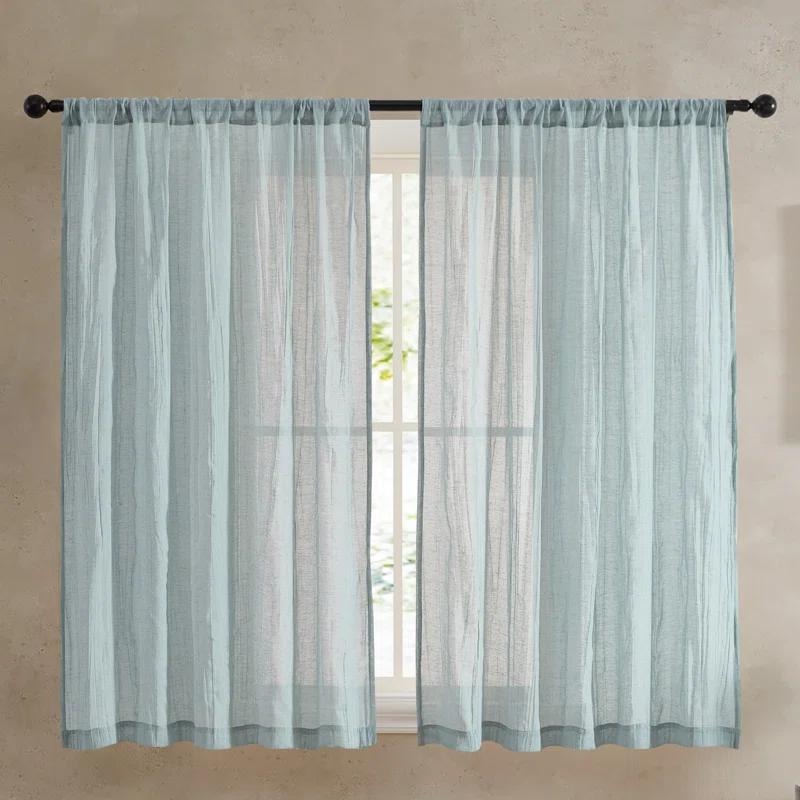 Solid Semi-Sheer Curtain Panels (Set of 2)