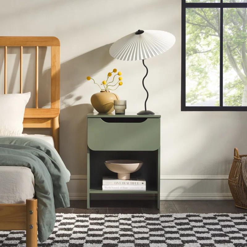 Jaqualine 1-Drawer Nightstand with Storage Cubby