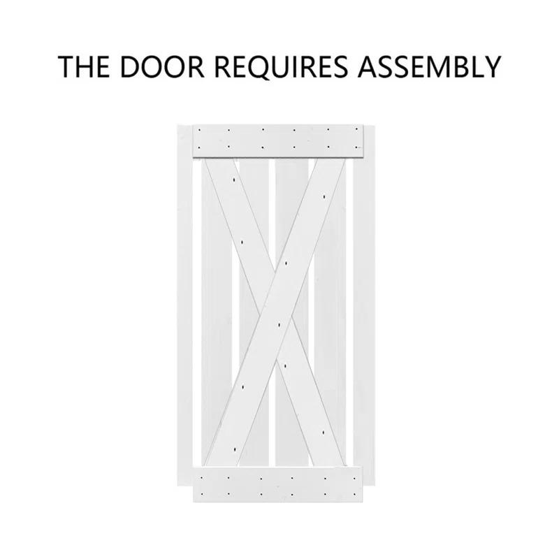 Calhome 84'' Solid Wood Paneled Painted with Installation Hardware Kit Barn Door