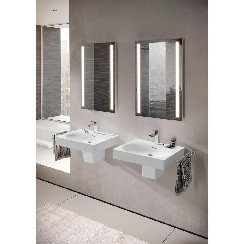 Eurocube® Alpine White Rectangular Wall Mount Bathroom Sink with Overflow