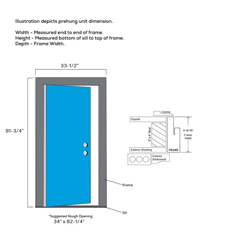 Rockport 32'' x 80'' Solid + Manufactured Wood Paneled Prehung Door