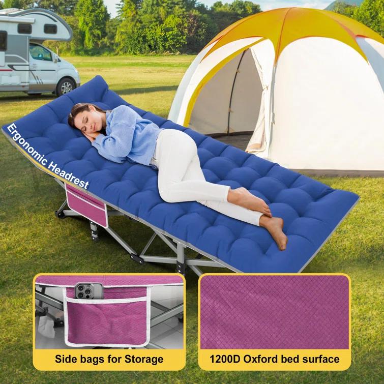 Suteck Folding Camping Cot Portable Outdoor Heavy Duty Sleeping Cot with Mattress and Carry Bag