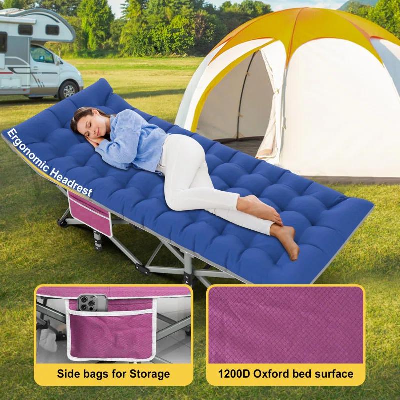 Suteck Folding Camping Cot Portable Outdoor Heavy Duty Sleeping Cot with Mattress and Carry Bag
