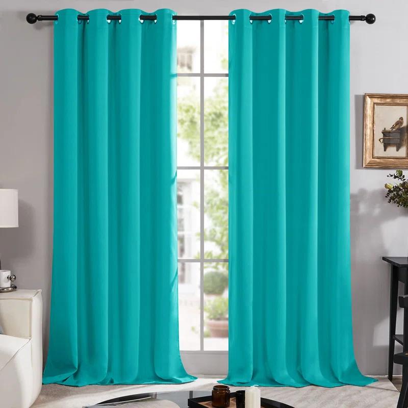 Deconovo Deconovo 100 Percent Blackout with Liner Grommet Curtain Panel Pair (Set of 2)