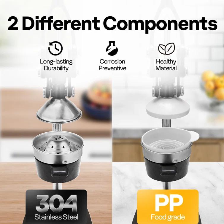 VIVOHOME Stainless Steel Black Manual Hand Press Orange Juicer Machine