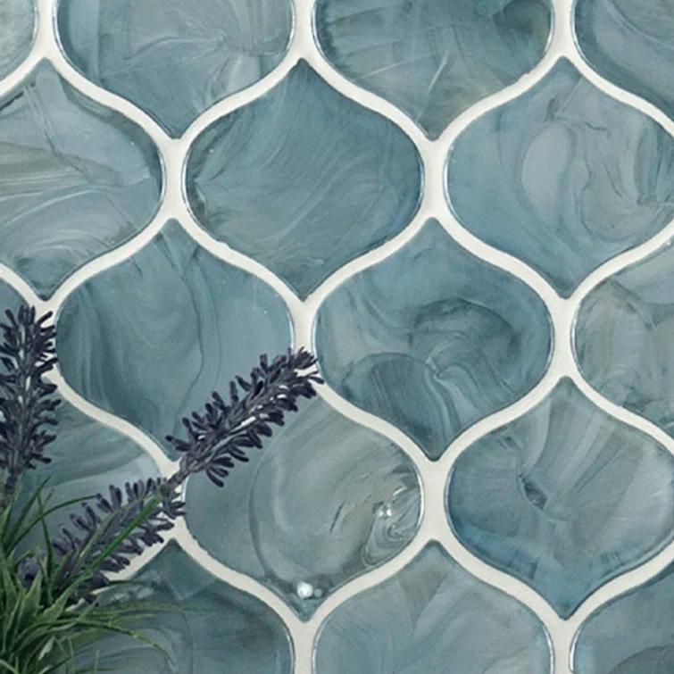 MSI Blue Shimmer Arabesque 10 in. x 10.2 in. Glass Mesh-Mounted Mosaic Wall Tile