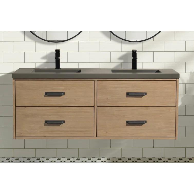 Sand & Stable™ Clary 55'' Double Bathroom Vanity with Concrete Top