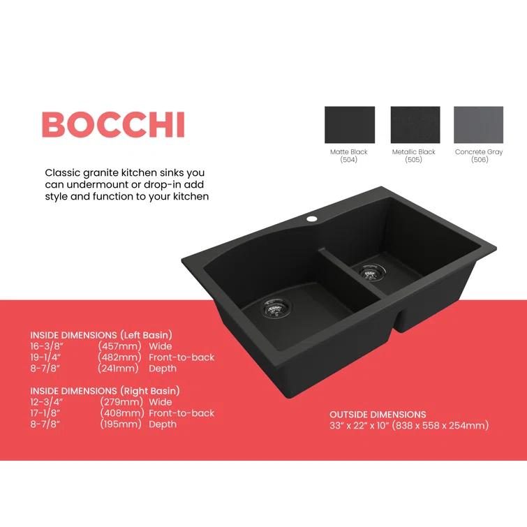 Campino 33'' L Double Bowl Granite Kitchen Sink