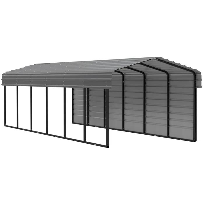 Arrow Arrow Steel Carport with 1 Side Wall Kit 10X29X7