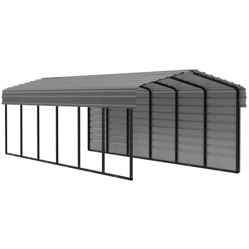 Arrow Arrow Steel Carport with 1 Side Wall Kit 10X29X7