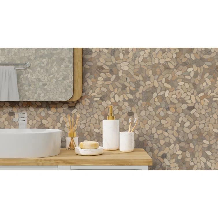 Ackland 12" x 12" Natural Stone Pebbles/Rocks Mosaic Floor & Wall Tile