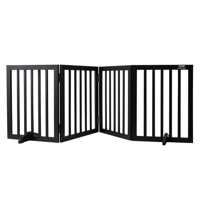 Solid Wood Free Standing Pet Gate With Door