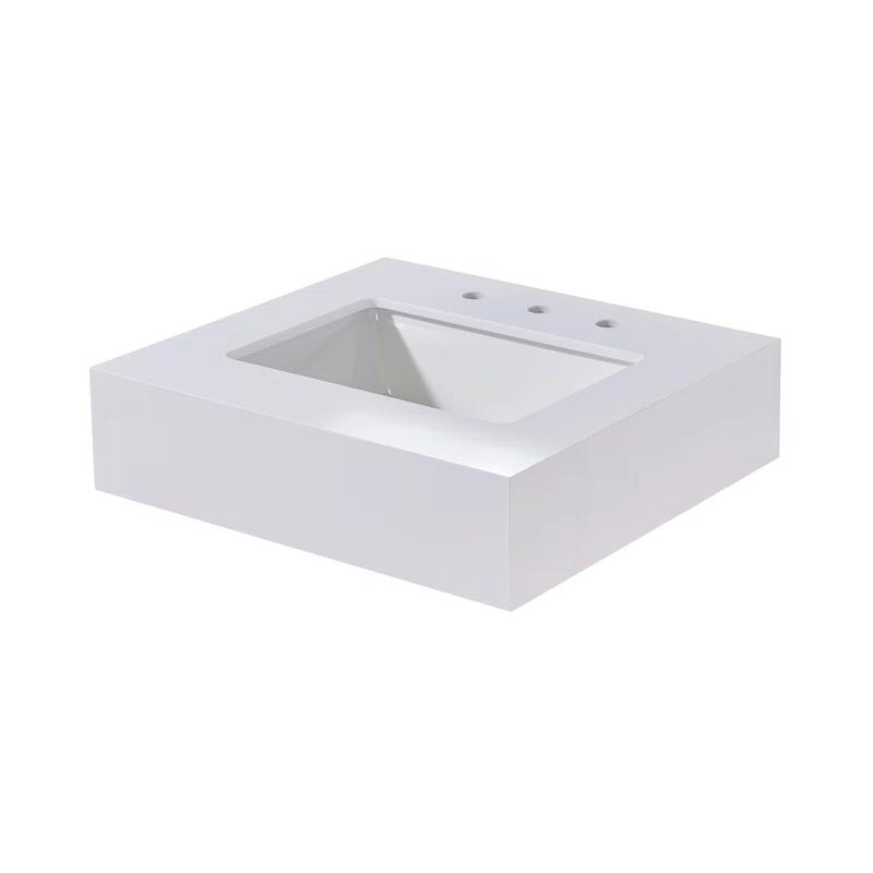 24" Single Bathroom Vanity Top in Snow White with Sink