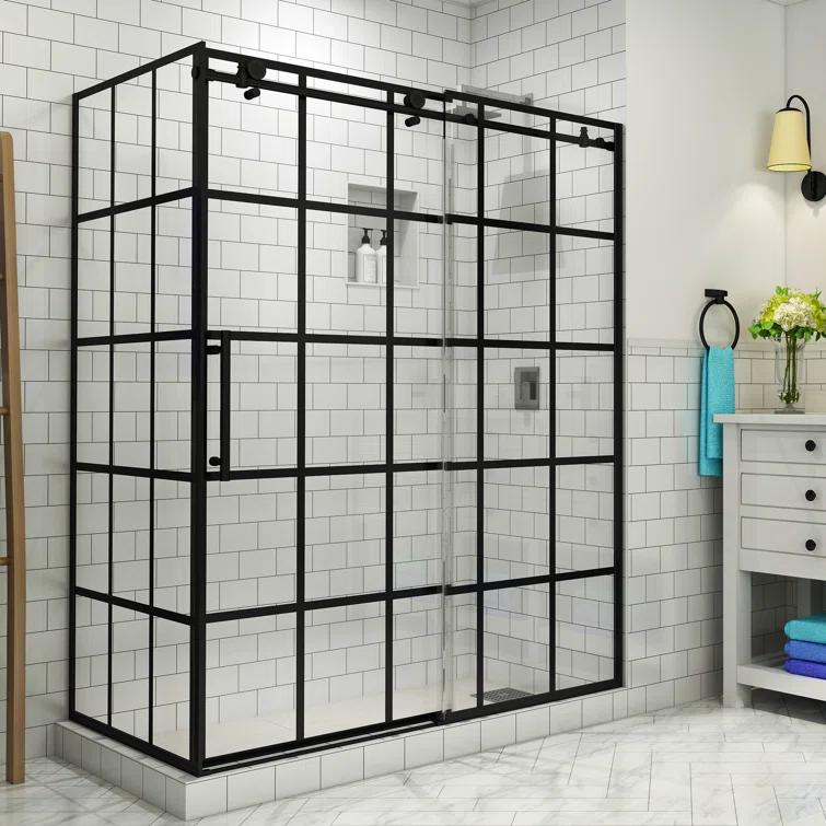 Aston French Vienne Frameless 60" x 76" Rectangle Sliding Left Opening Shower Enclosure SEN984WFEZ-MB-60-10-L