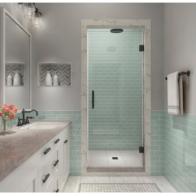 Kinkade XL 23.75" - 24.25" W x 80" H Hinged Frameless Shower Door